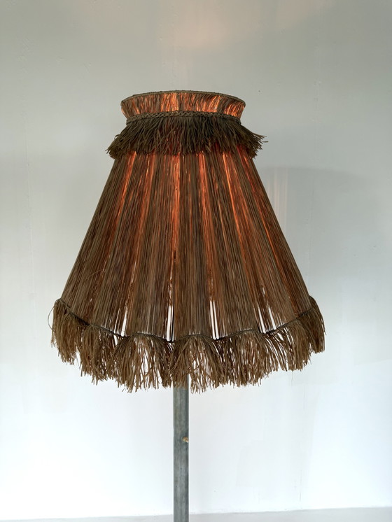 Image 1 of Lampada da terra vintage con paralume in rafia, anni '60
