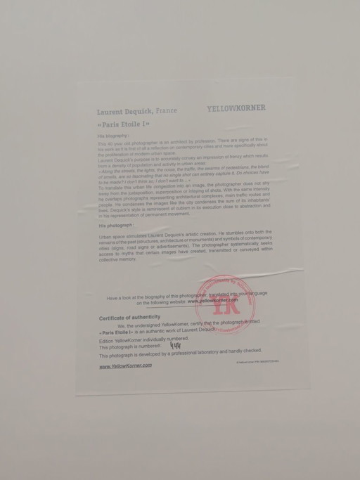Laurent Dequick — “Etoile 1” YellowKorner · Édition Limitée · 50 × 40 cm – fotografie, Glass (photo 2 of 6)