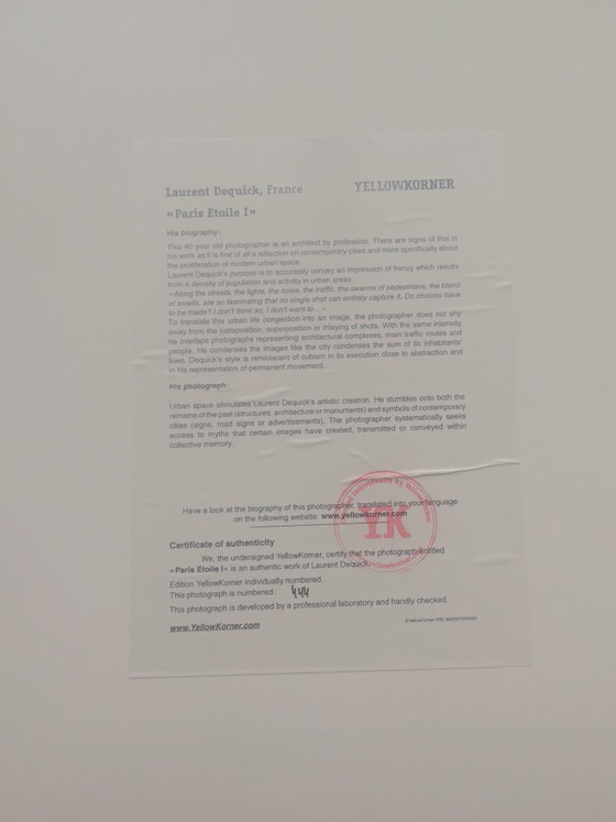 Laurent Dequick — “Etoile 1” YellowKorner · Édition Limitée · 50 × 40 cm – Fotografías, Glass (photo 2 of 6)