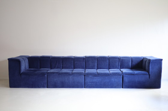 Image 1 of Modular sofa, 4 elements, blue velvet