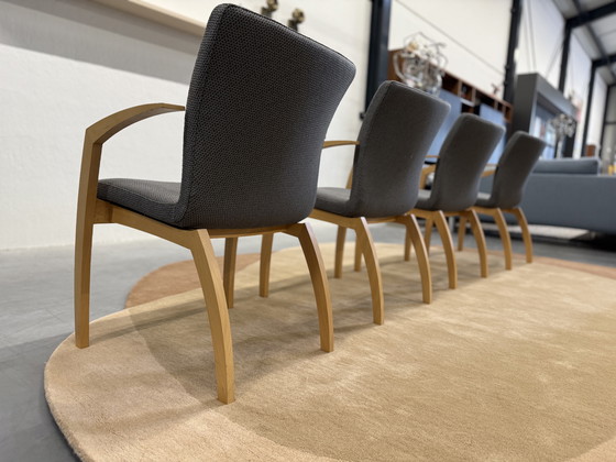 Image 1 of 4 sedie da pranzo Leolux Camarilla in legno e tessuto Tiempo