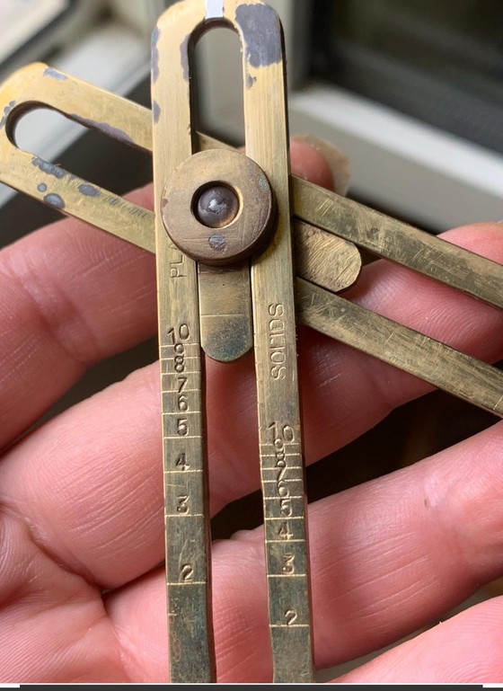 Maritime Proportional Compass – Brass and Burr Wood Case – Late 19th / Early 20th Century – Decorative Objects (photo 7 of 8)