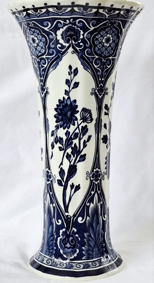 Vaso a tromba vintage Boch Belgie per Royal Sphinx Delft Blue (anni '70)