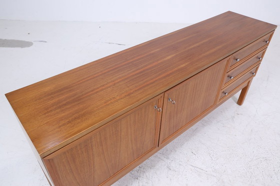 Image 1 of Vintage Noyer Palette Sideboard années 60 | Mid Century TV Board avec compartiments & tiroirs Rétro Bois de rangement #07-10