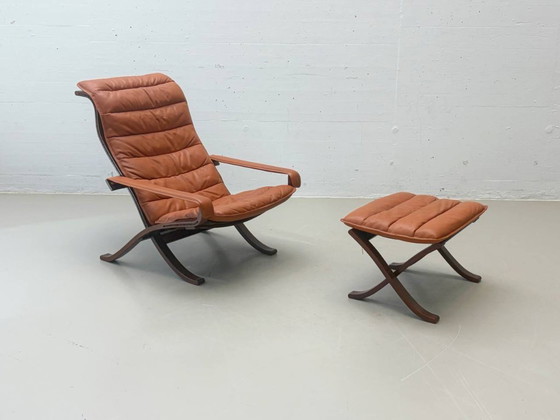 Image 1 of Ingmar Relling “Flex” lounge chair with footstool for Westnofa, Norway, 1960s