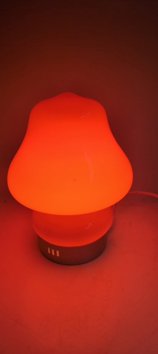Lampe de table vintage en verre orange de style Murano, évoquant l'ère spatiale
