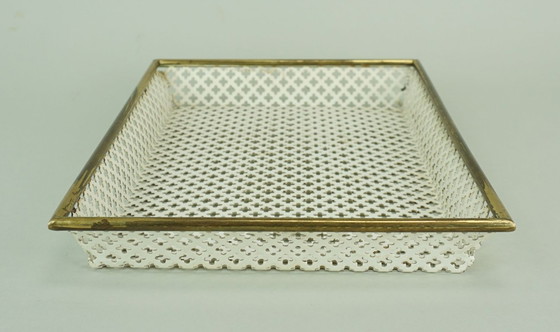 Image 1 of mid century modern TRAY, perforated metal and brass, attr. to mathieu mategot 1950s