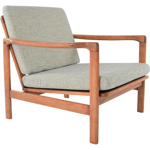 Poltrona vintage BZ poltrona riccia grigia e crema scandinava