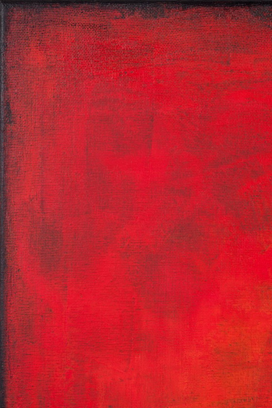 Image 1 of Red and Blue original minimalist abstract modern painting on stretched canvas