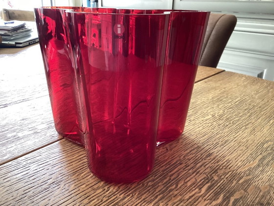 Image 1 of Vintage Alvar Aalto vase Ruby Red