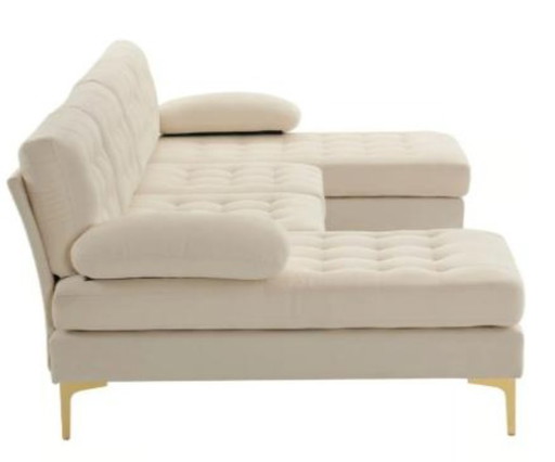 Beigefarbenes, modernes U-förmiges Ecksofa mit 2 Chaiselongues