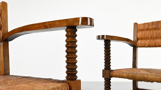 Image 1 of Coppia di poltrone francesi a cavatappi, Francia, anni '40