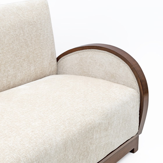 Image 1 of Divano a due posti Art Déco in bouclè e noce, Italia, anni '30