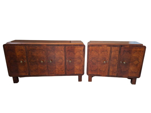 Exclusive pair of 1930s Art Deco sideboards in briar wood