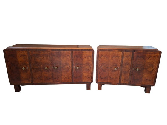 Image 1 of Exclusive pair of 1930s Art Deco sideboards in briar wood