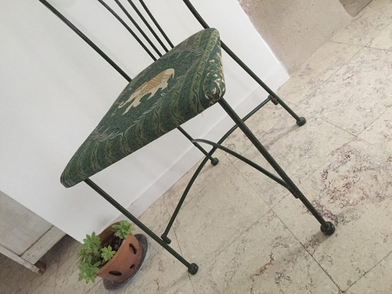 Image 1 of Stalen en stoffen tuinstoel