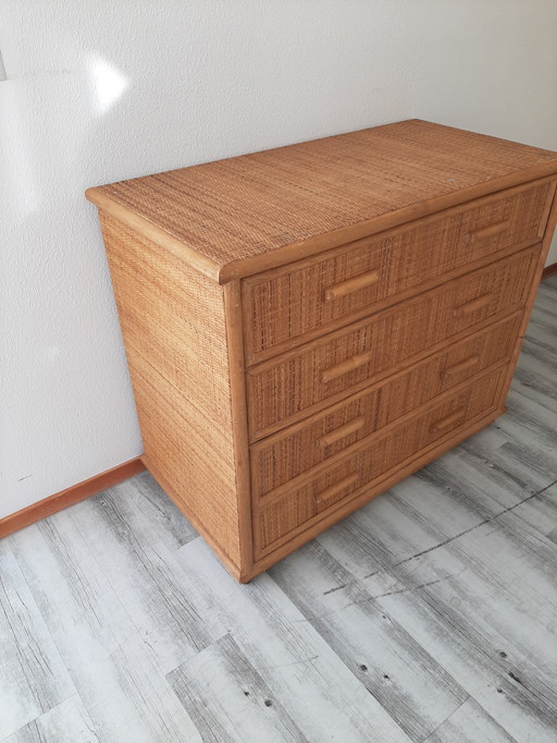 Commode vintage en rotin | Commode en rotin