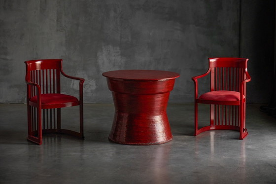 Image 1 of Japanese Dining Set in the Style of Frank Lloyd Wright, Belgium, 1940s