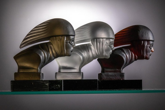 Image 1 of Set di tre sculture in vetro, Heinrich Hoffmann, anni '30