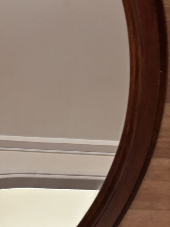Miroir ovale vintage en bois teinté – 66 × 48,5 cm – Wood, Glass (photo 5 of 15)