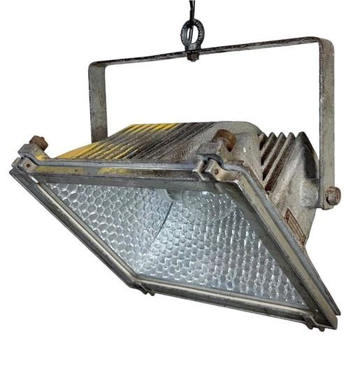 Projecteur de théâtre gris vintage avec couvercle en verre, années 1980