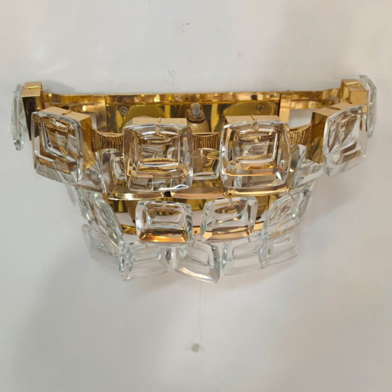 Set of 2 Palwa wall lamps, brass & crystal glass, brutalist, mid-century 60s – Wall lights (photo 6 of 6)