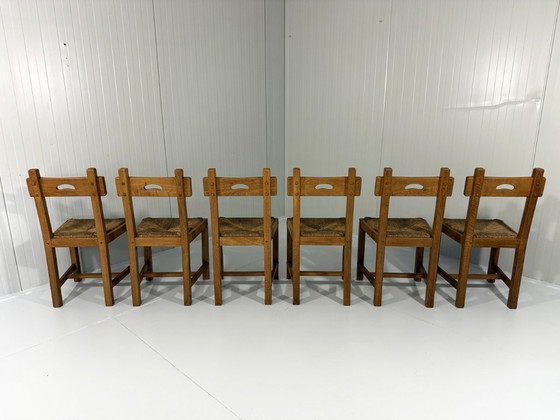 6 X Rustieke Blonde Eiken Eetkamerstoelen 1960's – Wicker (photo 19 of 22)