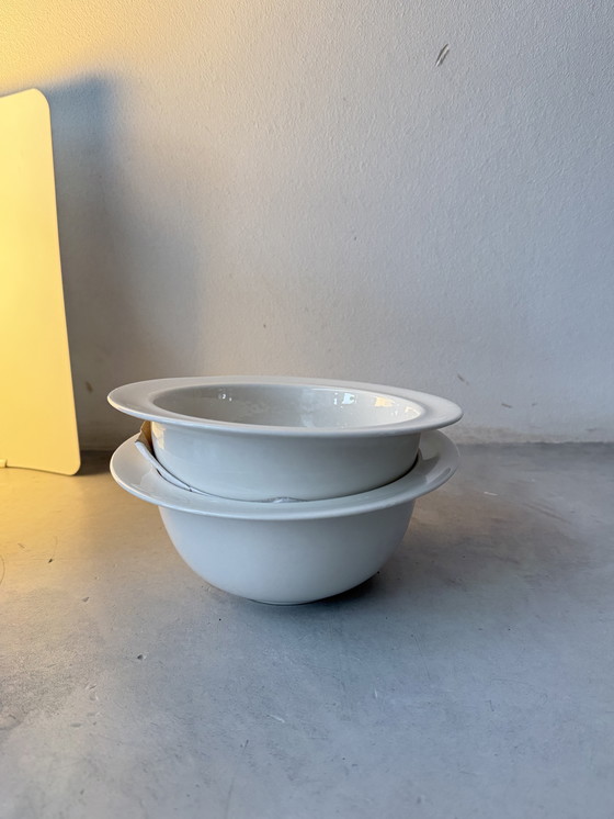 Image 1 of Set of 2 Alessi design bowls – white porcelain – Made in Italy