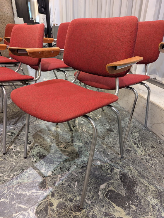 Image 1 of 7 vintage chrome & teak stoelen CAR- Kho Liang le