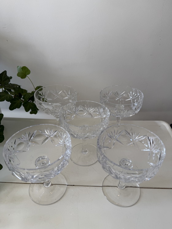 Image 1 of Set of 5 crystal coupe champagne glasses