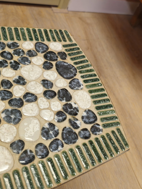 Image 1 of Vintage Rectangular Mosaic Side Table Blue Green