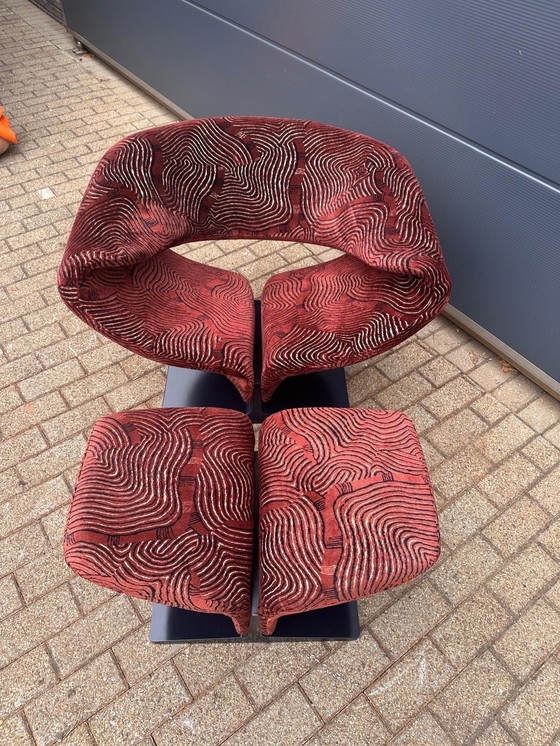Image 1 of Sedia Ribbon Artifort + Pouf Pierre Paulin in tessuto Pierre Frey. Condizioni perfette!!