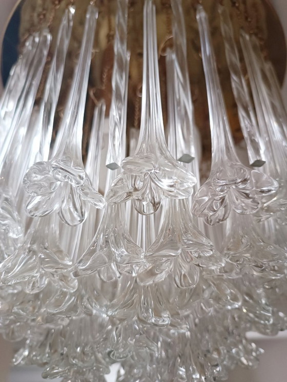 Image 1 of Kronleuchter aus Muranoglas mit Blumenstrauß von Venini, 1960er Jahre