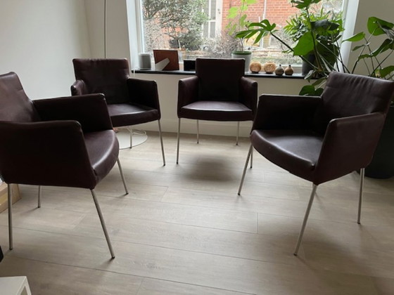 Image 1 of 4 x Label leren eetkamerstoelen Tiba 