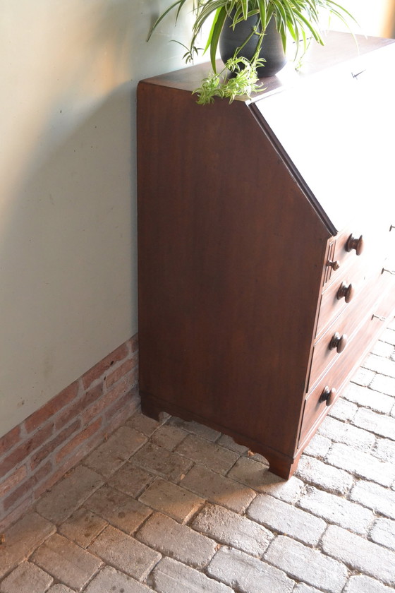 Image 1 of Secrétaire, bureau ancien en bois d'acajou.
