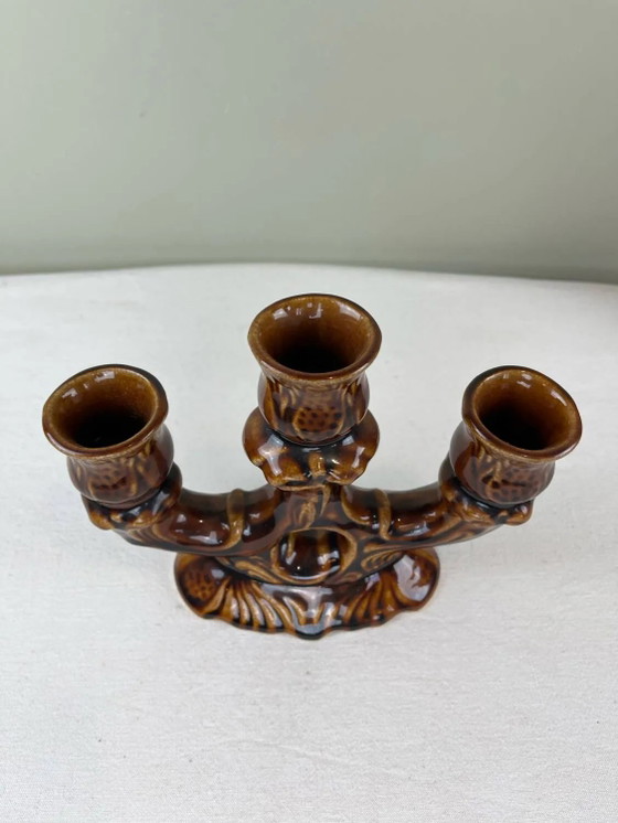 Barbotine kroonluchter – Kandelaars en kaarsen, Porcelain, Ceramic, Art Nouveau (photo 5 of 8)