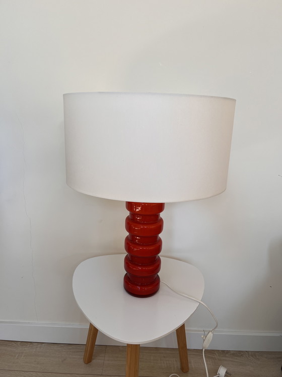 Image 1 of red table lamp by PO Ström for Alsterfors (Sweden)