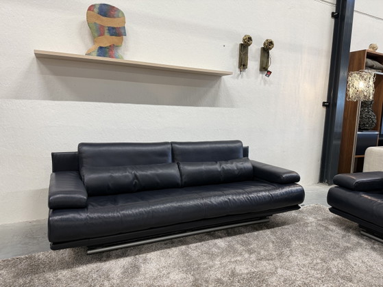 Image 1 of Canapé 3 places Rolf Benz 6500 en cuir bleu 226