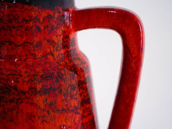Image 1 of Red ceramic vase, German design, 1960s, made in West Germany