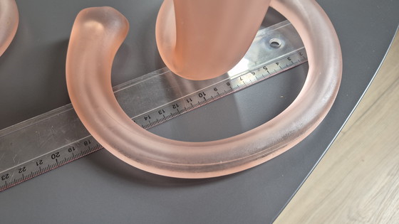 Image 1 of Een paar vintage Italiaanse vazen ​​van matroze glas, model "Lilly" — bloemkroon, trompetvormig — jaren 1930-1950