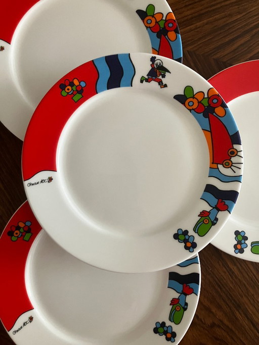 4 Otmar Alt Design Dessert Plates – servies, Porcelain