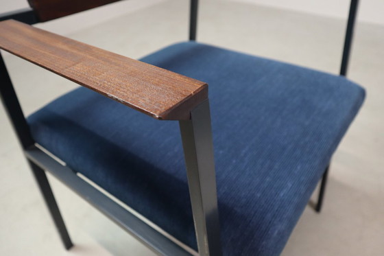 Image 1 of  Pair of Postmodern armchairs in steel and mahogany, 1970s