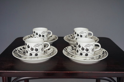  Ensembles de Petit-Déjeuner Paratiisi par Birger Kaipiainen pour Arabia, Finlande, 1970s