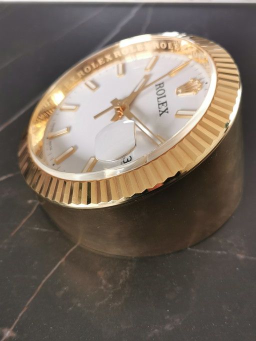 Rolex, very heavy brass desk clock.
