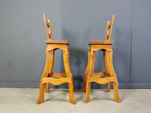 Vintage brutalist bar stool sset of 4 - 1960s 