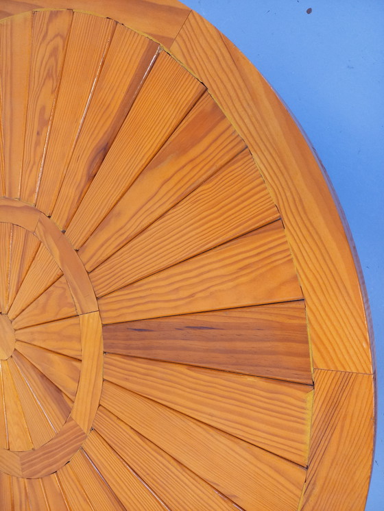 Image 1 of Round vintage pine coffee table from the 70s