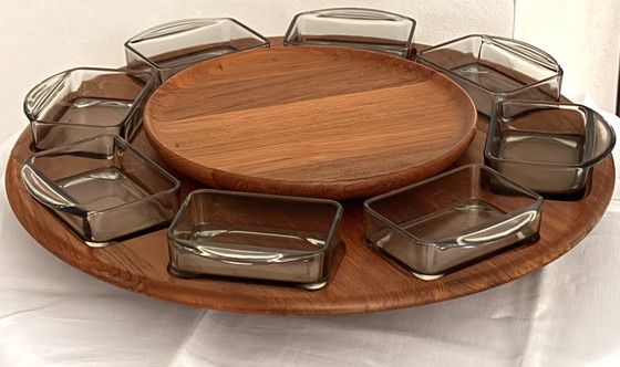 Image 1 of Carrusel de aperitivos Digsmed con bandejas de Holmegaard, Dinamarca. Juego de 17 piezas.