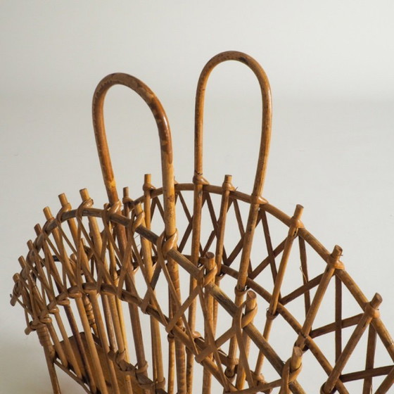 Image 1 of Mid Century Rattan Magazine Holder