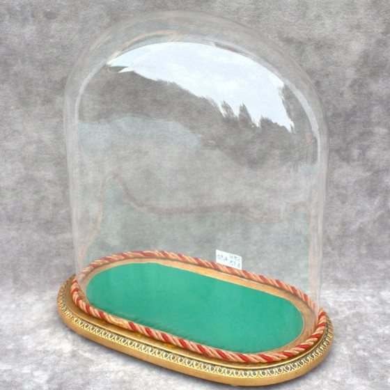 Image 1 of Vintage retro oval glass dome 13.78 x 12.20 x 6.50" cloche globe 35 x 31 cm x 16,5 cm deep steampunk display gift colletible dus