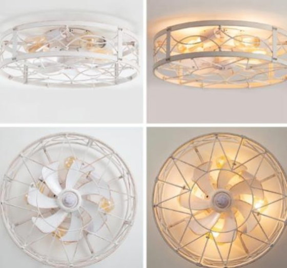 Image 1 of Ventilatore da soffitto a gabbia con luci, ventilatore da soffitto a filo da 20" e telecomando